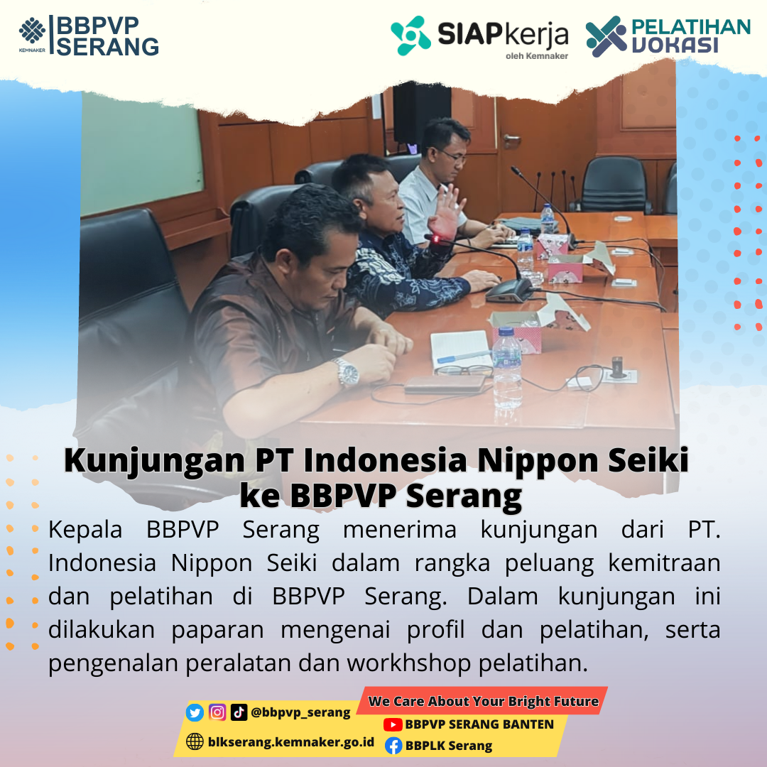 Kunjungan Pt Indonesia Nippon Seiki Balai Besar Pelatihan Vokasi Dan